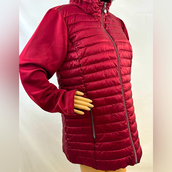 Laurier & Co. Wine Colored Gator Neck Hooded Puffer Soft Shell Sleeves L… - Picture 2 of 16